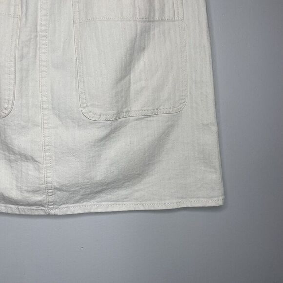 J.CREW Mini Skirt Women 28 Ecru Textured Denim NEW Button Front Pockets CA479 - Picture 10 of 15